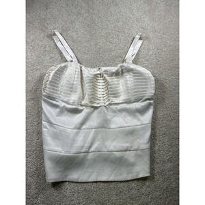 Dots Tank Top Womens‎ 2X White Satin Pleated Bust Sweetheart Strap Lined Formal
